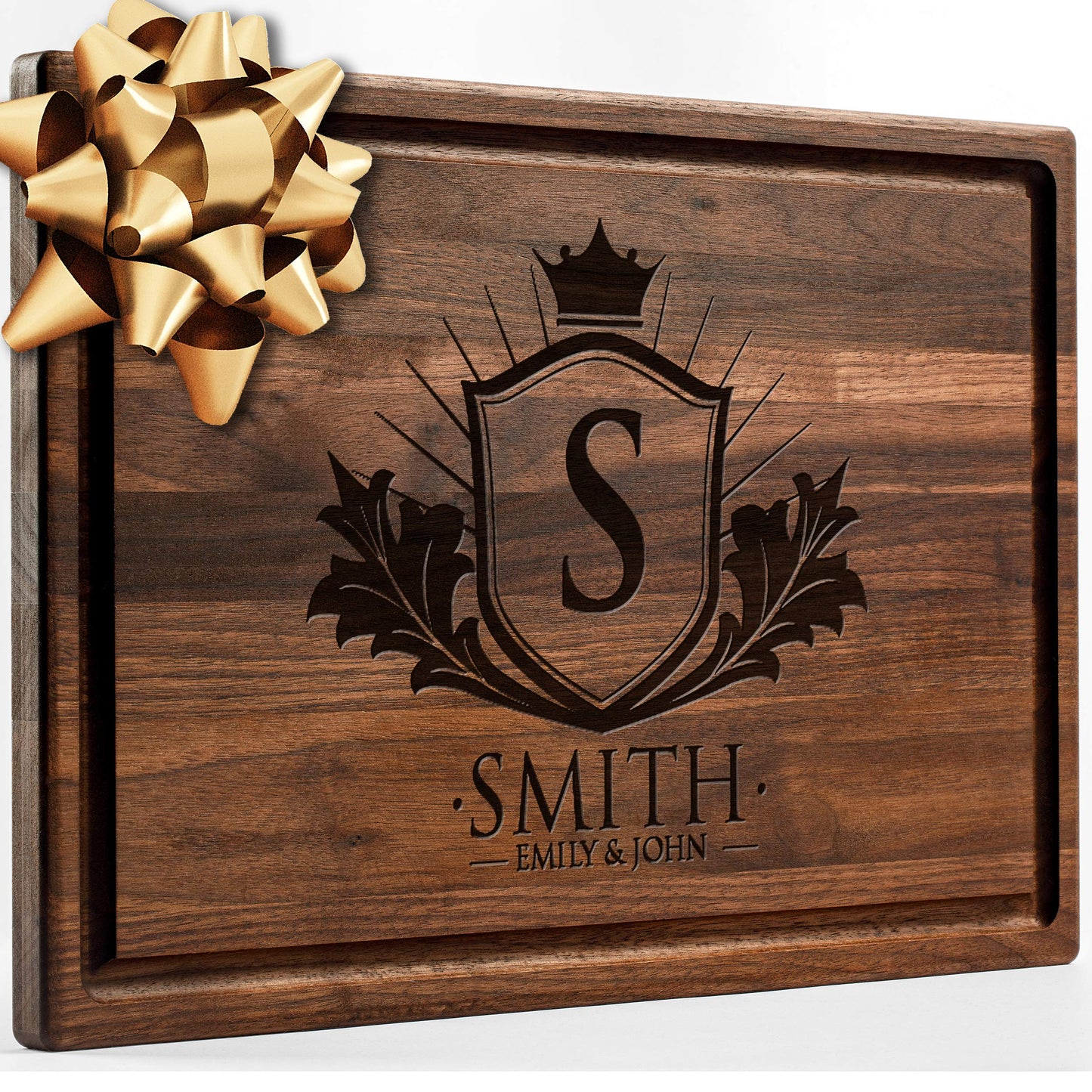 Personalisiertes Walnuss-Schneidebrett mit Untersetzern, Mineralöl und Geschenkverpackung erhältlich – Gestalten Sie Ihr eigenes Schneidebrett, hergestellt in den USA (Design 22, 3. Walnuss 17"x11")