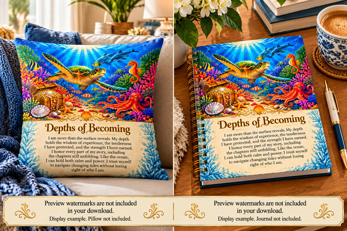 Depths of Becoming | Ocean-Inspired Affirmation Art | JPEG Download