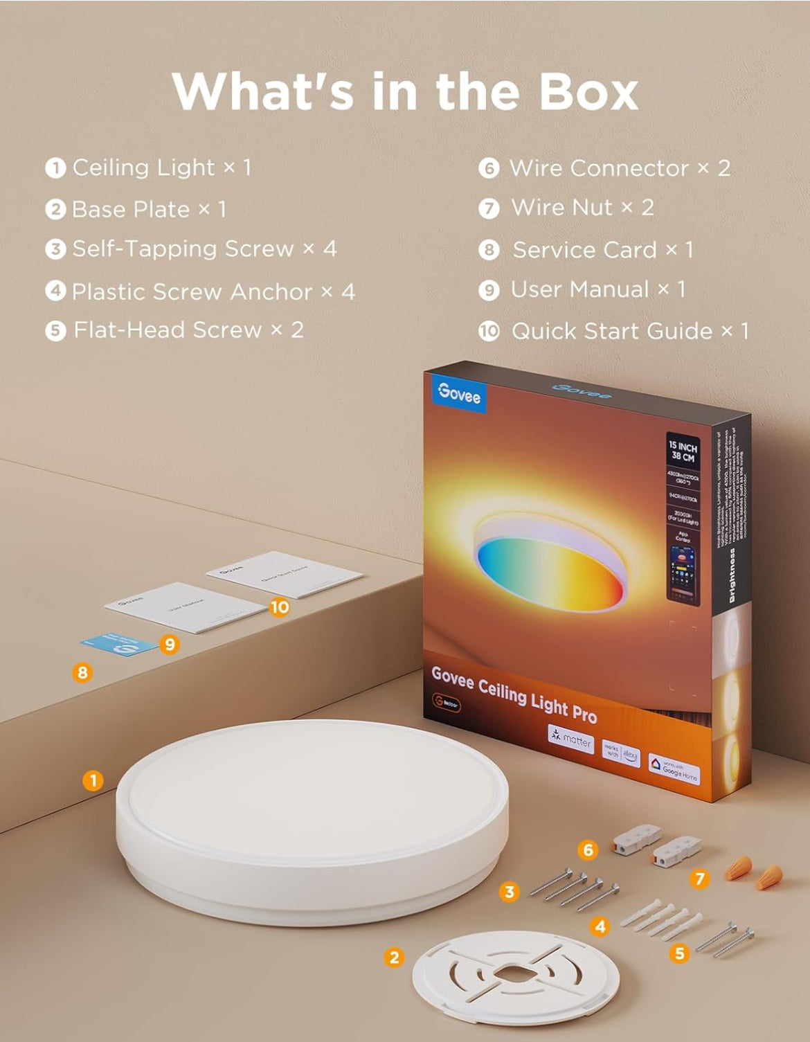 Govee Smart Ceiling Light 4300LM, RGBIC LED Ceiling Light Fixture Works with Matter, Flush Mount Light Fixture, DIY Colors, 2700K-6500K