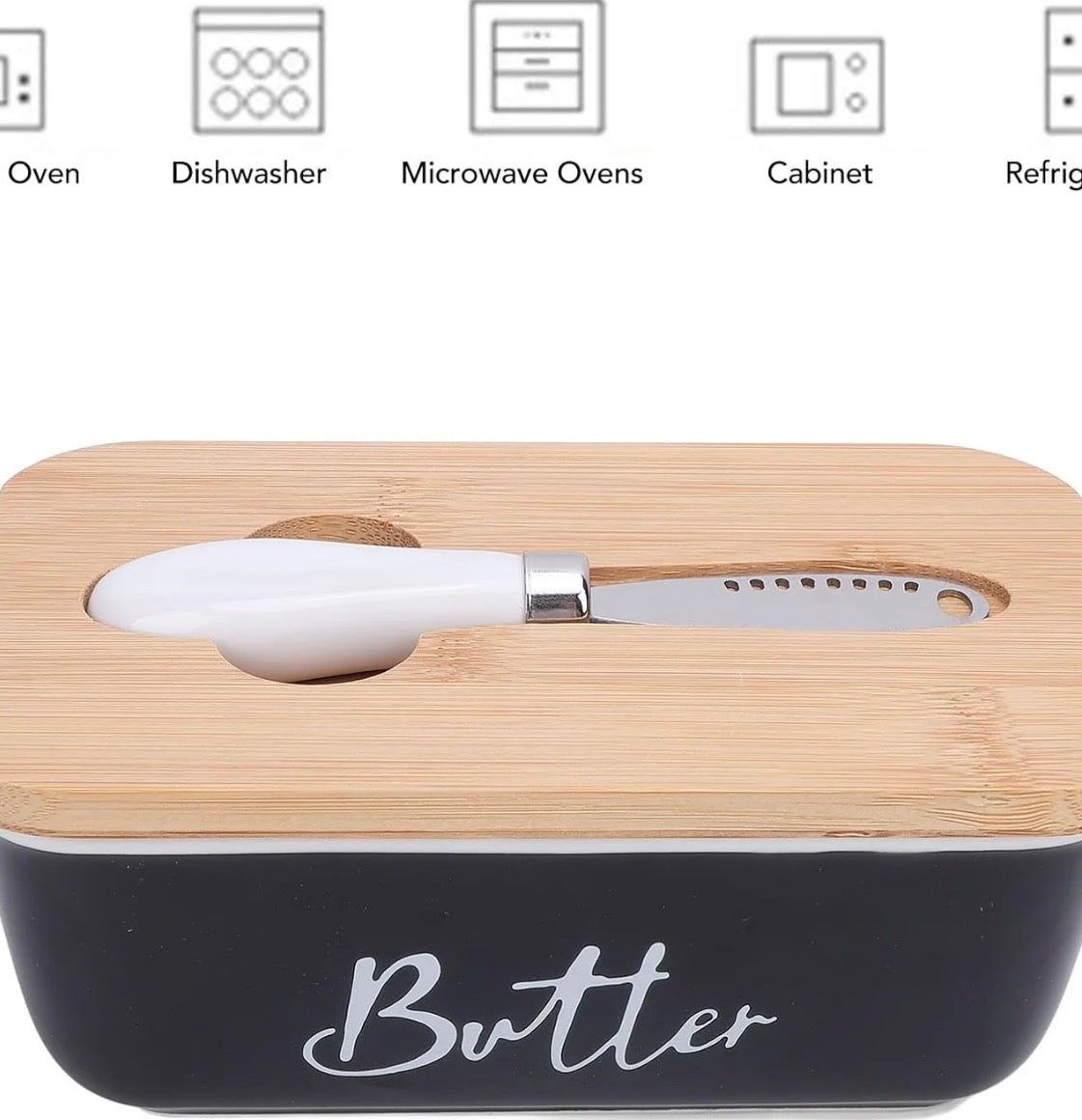 Butter Dish with Cutting Board Lid and Knife