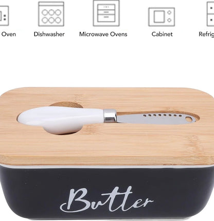 Butter Dish with Cutting Board Lid and Knife