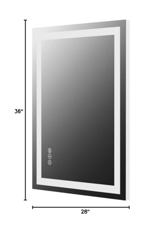 Amorho 20"x 28" LED Bathroom Mirror with Black Frame, Front Light and Backlit(Controlled Separately), Stepless Dimmable, Anti-Fog, Shatter-Proof, 3 Colors, Memory