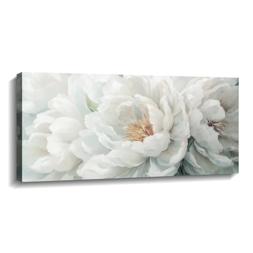 MOSTUNNA Fleur Toile Art Mural Belle Sauge Vert Printemps Fleurs Sauvages Champ Prairie Image Coloré Aquarelle Floral Moderne Décoration Intérieure Cadre (Art-1,10.00"x20.00") 