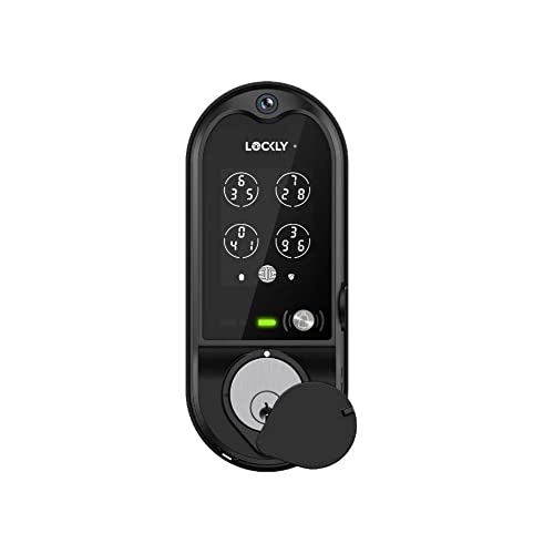 Lockly Vision Smart Lock, HD-Video-Türklingel, Smart-Schlösser für die Haustür, Türschloss mit Fingerabdruck, Touchscreen-Tastatur, App-Steuerung, keine monatliche Gebühr, automatische Sperre – Satin-Nickel 