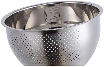 Meisha Colander, 3Pcs Stainless Steel Kitchen Tool 3 in 1 Fruit and Vegetable Strainer Bowl Set Fine Mesh Shredding Sink Drain Pot Basket for Fruits Vegetables Rice Food Washing Mixing, Silver