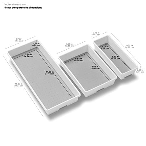 Rangement polyvalent Madesmart, lot de 3, granit, PremiumGranite 