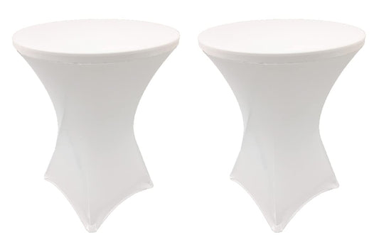 2 Pack White 36x42 inches Cocktail Highboy Spandex Fitted Stretch Tablecloth Table Cover Wedding Event Party