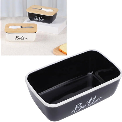 Butter Dish with Cutting Board Lid and Knife