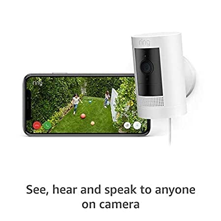 Ring Stick Up Cam Battery | Weather-Resistant Outdoor Camera, Live View, Color Night Vision, Two-way Talk, Motion alerts, Works with Alexa | White