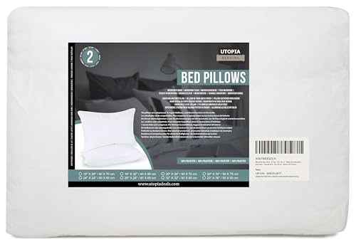 Utopia Bedding Bed Pillows for Sleeping (White), Queen Size, Set of 2, Hotel Pillows, Cooling Pillows for Side, Back or Stomach Sleepers