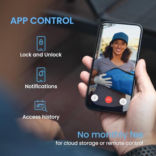 Serrure intelligente Lockly Vision, sonnette vidéo HD, serrures intelligentes pour porte d'entrée, serrure de porte à empreinte digitale, clavier à écran tactile, contrôle par application, sans frais mensuels, verrouillage automatique - Nickel satiné 