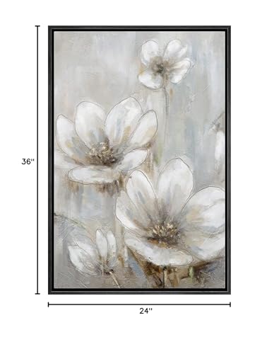 Canvas Print Wall Art White Gold Close Up Garden Carnation Flower Plant Nature Wilderness Illustrations Modern Art Farmhouse/Country Rustic Relax/Calm for Living Room, Bedroom, Office - 16"x24"