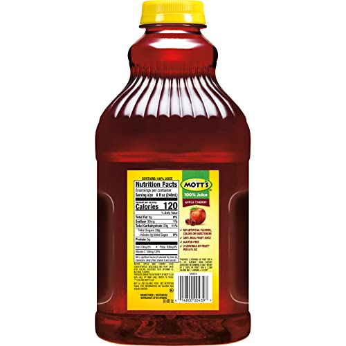 Mott's 100 % Original Apfelsaft, 8-fl-oz-Flaschen, 24 Stück (4 Packungen mit 6 Stück), 2 Portionen Obst, 100 % Fruchtsaft, glutenfrei, koffeinfrei, koscher, enthält keine künstlichen Farbstoffe oder Süßstoffe 