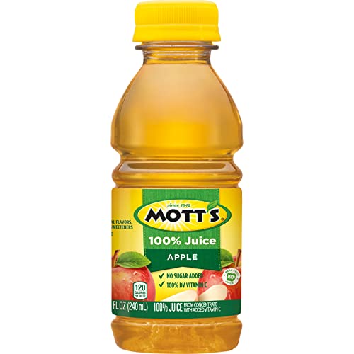 Mott's 100 % Original Apfelsaft, 8-fl-oz-Flaschen, 24 Stück (4 Packungen mit 6 Stück), 2 Portionen Obst, 100 % Fruchtsaft, glutenfrei, koffeinfrei, koscher, enthält keine künstlichen Farbstoffe oder Süßstoffe 