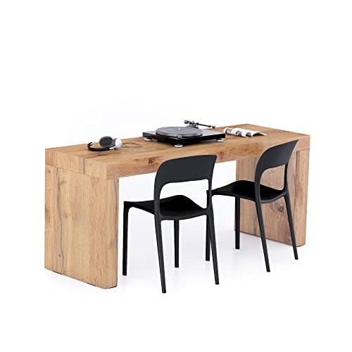 Mobili Fiver, Bureau Evolution 70,9 x 23,6 po, Frêne noir avec un pied, finition stratifiée, bureau moderne, bureau d'écriture et d'étude pour chambre à coucher, bureau, meubles italiens 