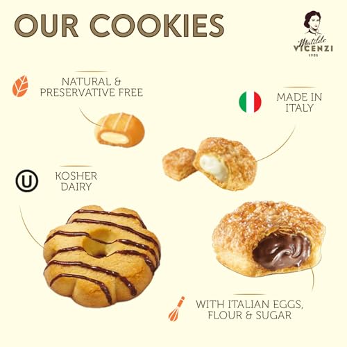 Matilde Vicenzi Roma Cookie Tin - Italian Pastries & Bakery Cookies in Individually Wrapped Trays - Bakery Dessert Gifts - Puff Pastry, Assorted Cookies in Italian Design Gift Tin 32oz (907g)