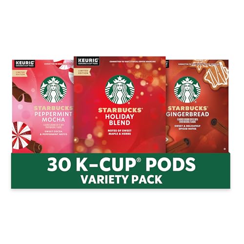 Starbucks K-Cup Coffee Pods, Naturally Flavored Coffee Variety Pack for Keurig Brewers, 100% Arabica, 1 Box (40 Pods)