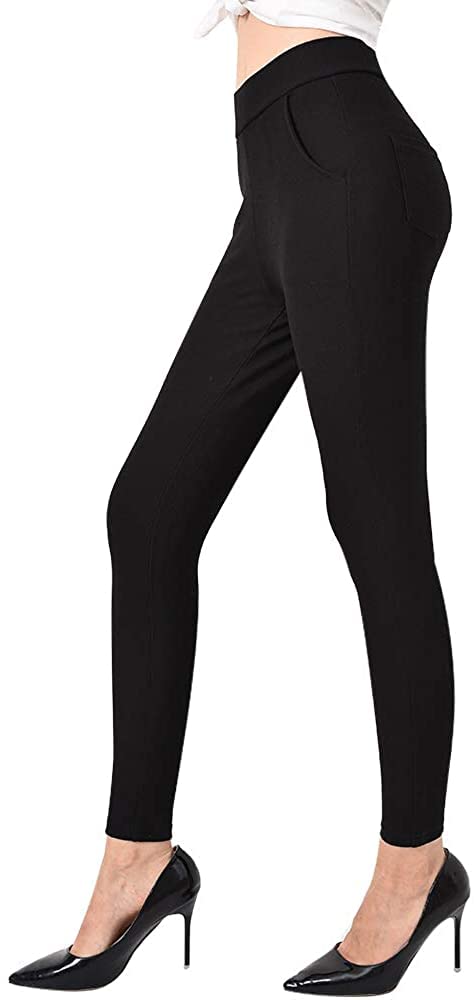 Ginasy Dress Pants for Women Business Casual Stretch Pull On Work Office Dressy Leggings Skinny Trousers with Pockets