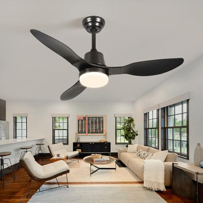 42” Smart Ceiling Fan with Light – WiFi, Alexa, Remote, LED, Black Blades