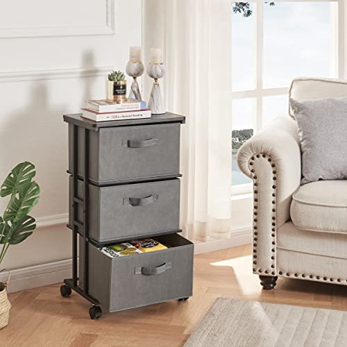 MAX Houser Dresser Storage with 3 Drawers, Fabric Dresser Tower, Vertical Storage Unit for Bedroom, Closet, Office, Black