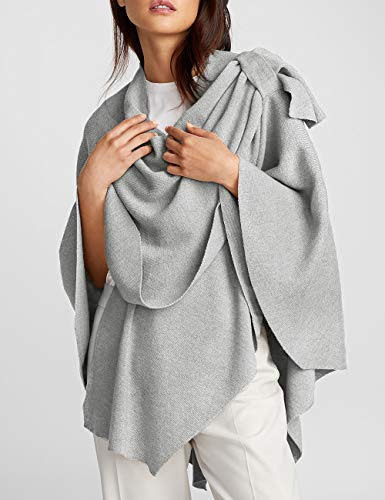 PULI Femmes Grand Poncho Croisé Sur Le Devant Pull Enveloppant Topper Tricoté Élégant Châles Cape pour l'Automne Hiver