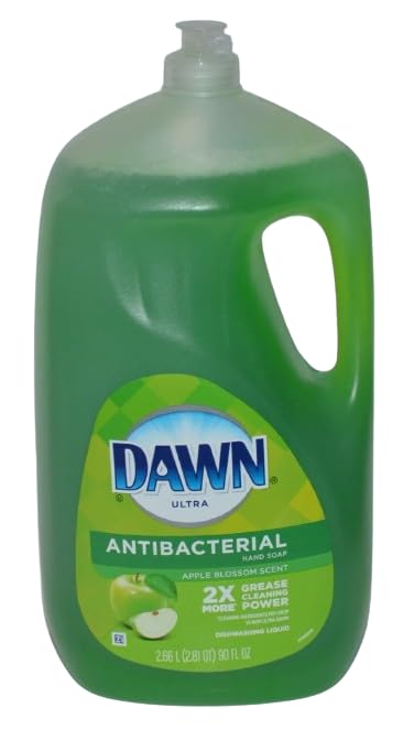 Dawn Platinum Spülmittel, Flüssiges Geschirrspülmittel, Fettlöser, Fresh Rain, 3 x 24 oz + Schwammpaket 