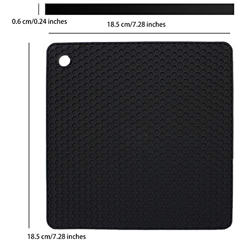 Smithcraft Silicone Trivets for Hot Dishes, Pots and Pans, Hot Pads for Kitchen, Dark Grey Silicone Pot Holders, Silicone Mats for Kitchen Quartz Counter Heat Resistant Mat, Flexible Trivet Mat Set 4