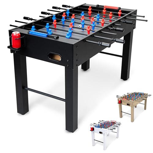 GoSports 48 Inch Game Room Size Foosball Table - Includes 4 Balls and 2 Cup Holders – Black, Oak, or White