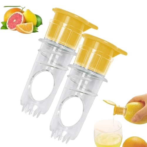 Lemon Squeezer,2025 New Screw-Top Lemon Squeezer Manual Lemon Juicer with Built-In Filter Orange Citrus Press, Spout for Cocktails Drinks Easy to Use (yellow+green2pcs)