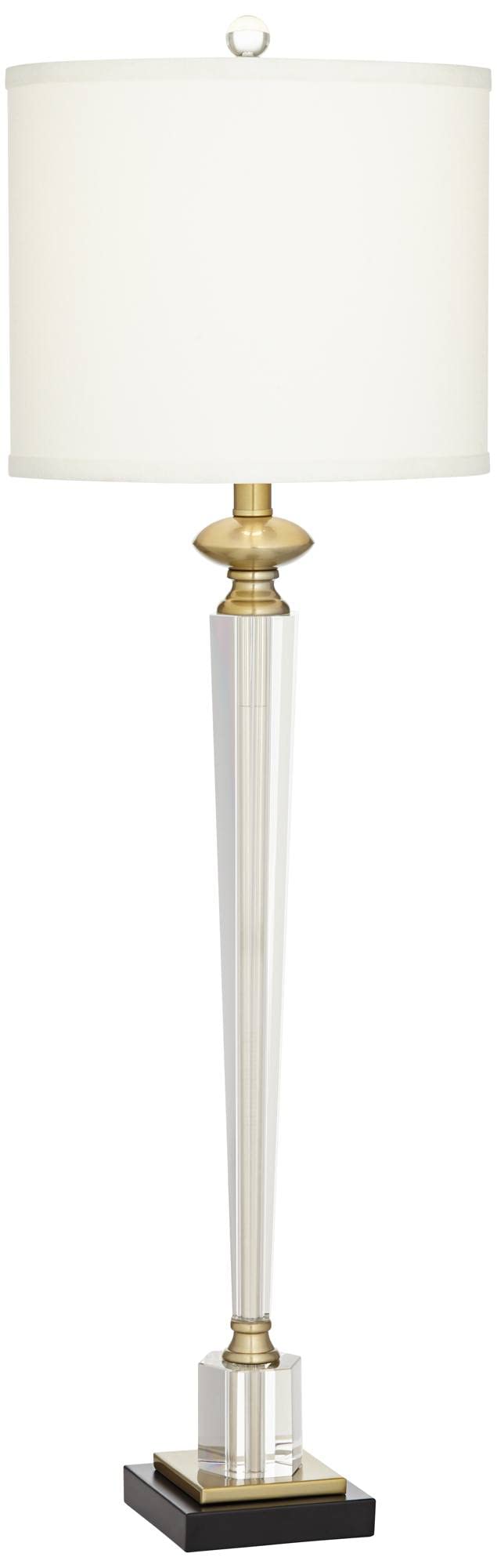 Vienna Full Spectrum Lana Modern Table Lamp 38 1/2" Tall Clear Crystal Glass Hexagonal Column White Drum Shade Decor for Living Room Bedroom House Bedside Nightstand Home Office Entryway Family