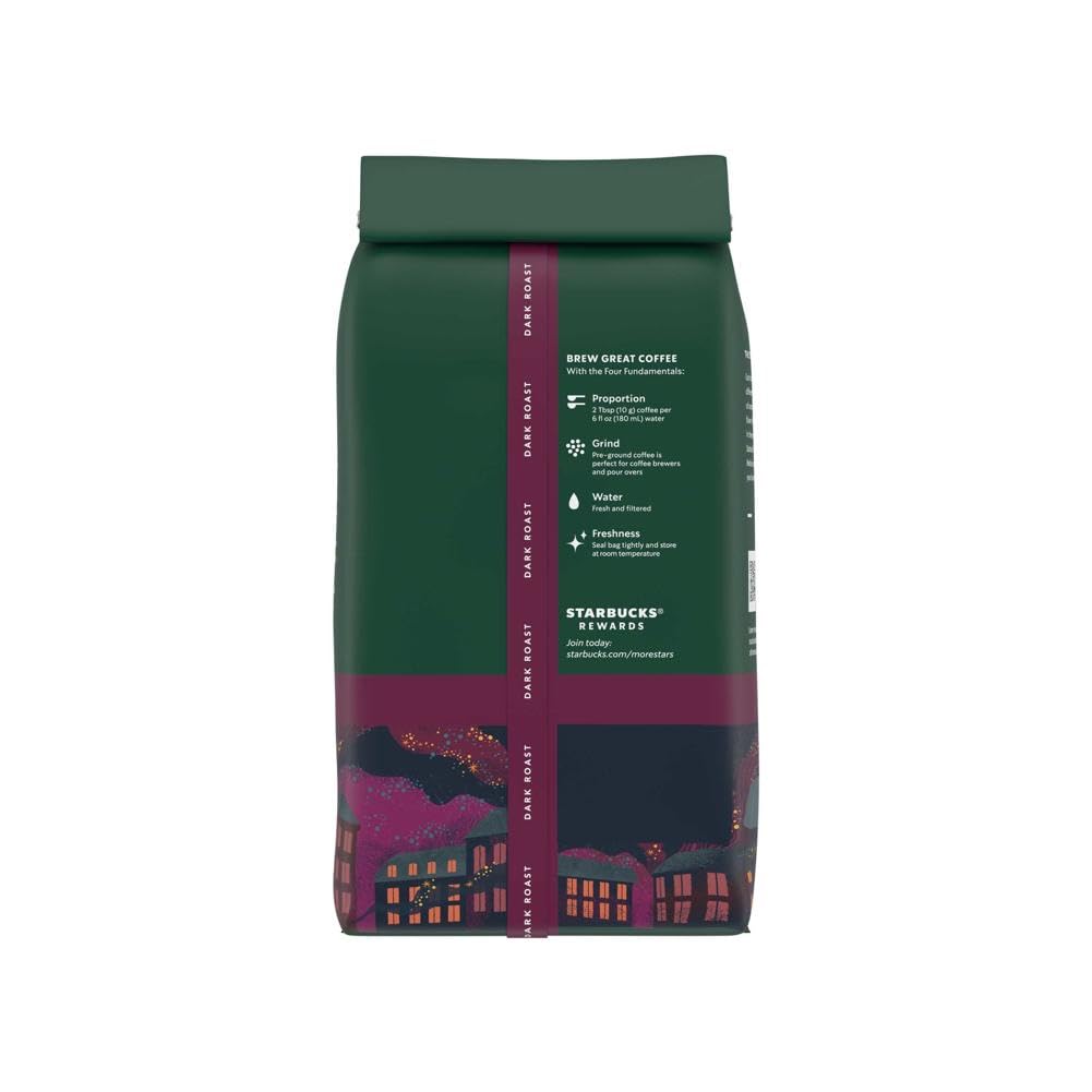 Café moulu Starbucks, café torréfié foncé, torréfaction française, 100 % arabica, 1 sac (28 oz) 