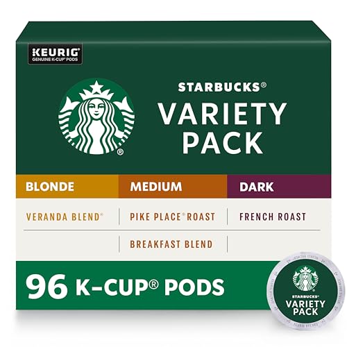 Starbucks K-Cup Coffee Pods, Naturally Flavored Coffee Variety Pack for Keurig Brewers, 100% Arabica, 1 Box (40 Pods)