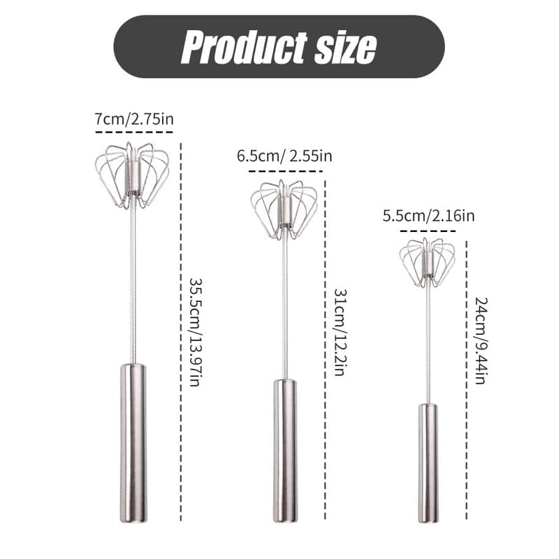 Halbautomatischer Schneebesen aus Edelstahl, Schneebesen, Hand-Push-Schneebesen, Mixer, Hand-Push-Mixer, Rührwerkzeug zum Kochen in der Küche zu Hause, Eiermilch (10 Zoll) 