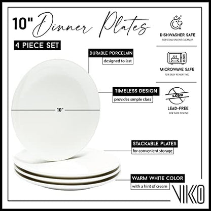 Vikko Ceramic Dinner Plates – Stackable White Plates