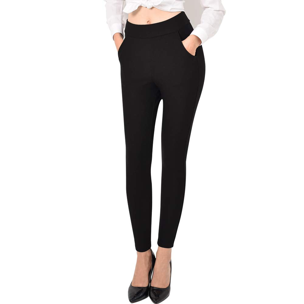 Ginasy Dress Pants for Women Business Casual Stretch Pull On Work Office Dressy Leggings Skinny Trousers with Pockets