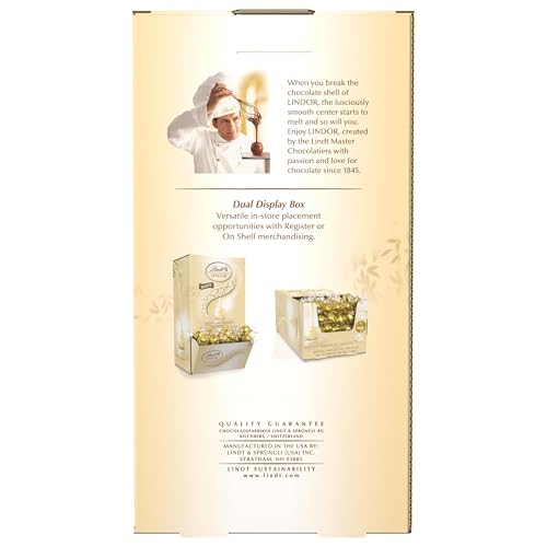 Lindt LINDOR Weiße Schokoladentrüffel, Weiße Schokoladenbonbons mit zartschmelzender Trüffelfüllung, 25,4 oz., 60 Stück 