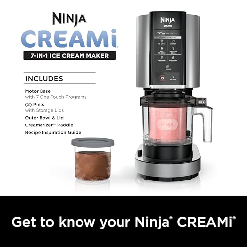 Ninja NC301 CREAMi Ice Cream Maker – 7 Programs, 2 Pint Containers, Lids