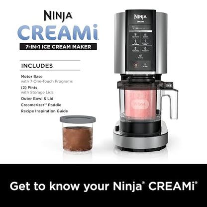 Ninja NC301 CREAMi Ice Cream Maker – 7 Programs, 2 Pint Containers, Lids