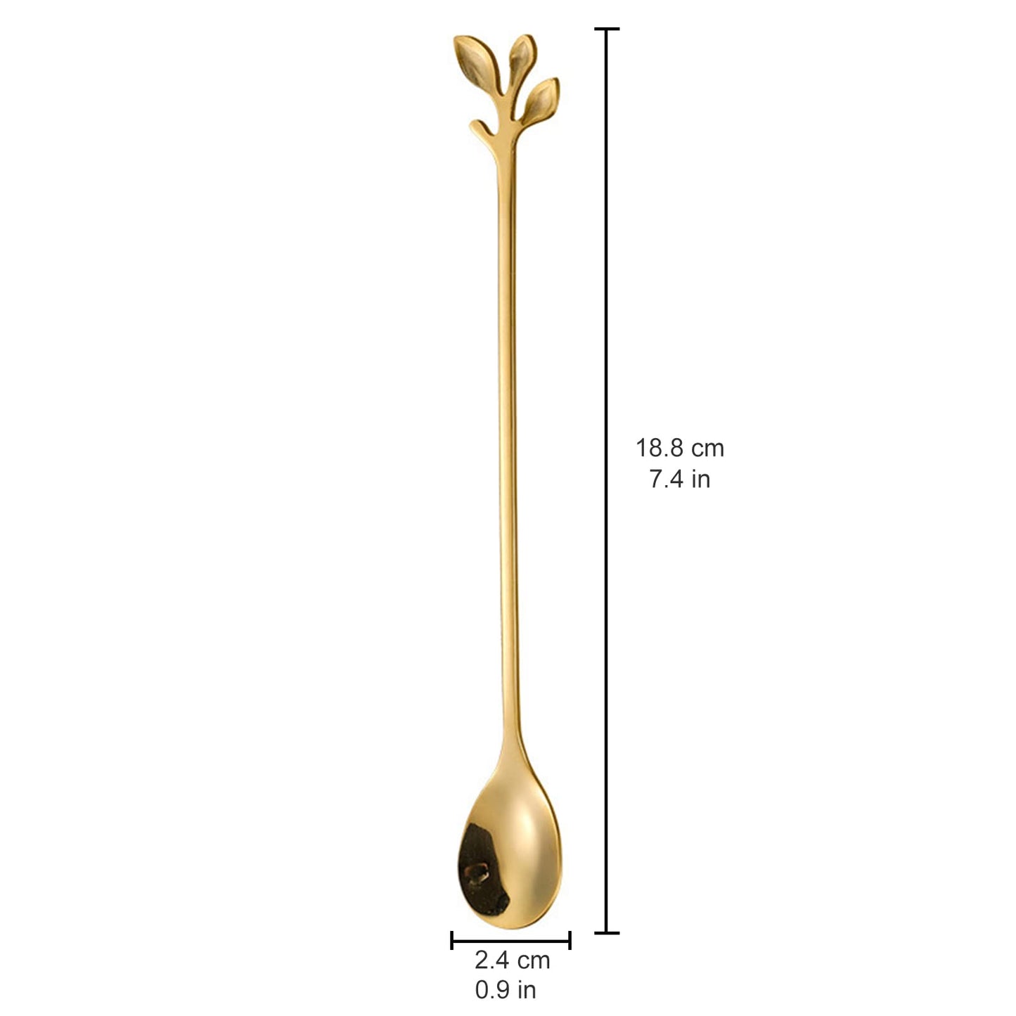 Lot de 10 cuillères à café à long manche en acier inoxydable doré, cuillères à mélanger pour cocktails à la crème glacée (doré) 