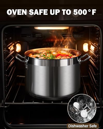 Batterie de cuisine standard Cooks en acier inoxydable, casseroles et poêles professionnelles comprenant une casserole, une sauteuse, une marmite avec couvercles, 8 pièces, argent 