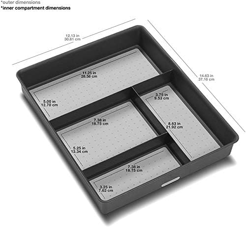 Organiseur de tiroir classique à 4 compartiments Madesmart, bac de rangement polyvalent en plastique pour tiroirs, granit 