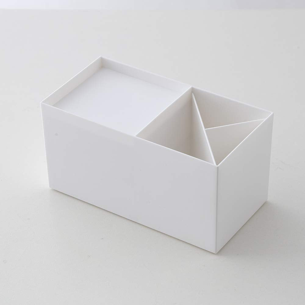 Desktop Storage Organizer Mini Box for Office Supplies Container Pen Holder for Desk Cute Pencil Cup Pot Makeup Brush Holder (White)