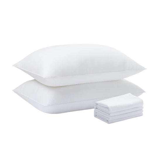 Oreillers de lit rafraîchissants Acanva pour dormir, rembourrage en microfibre de qualité supérieure, doux et offrant un soutien pour les dormeurs sur le côté, le dos et le ventre, avec housse amovible douce pour la peau, Queen (2 unités), blanc 