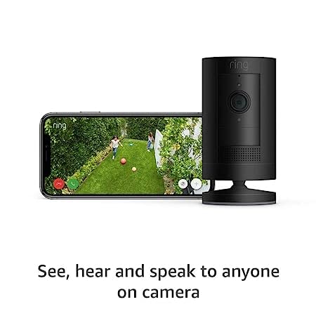 Ring Stick Up Cam Battery | Weather-Resistant Outdoor Camera, Live View, Color Night Vision, Two-way Talk, Motion alerts, Works with Alexa | White