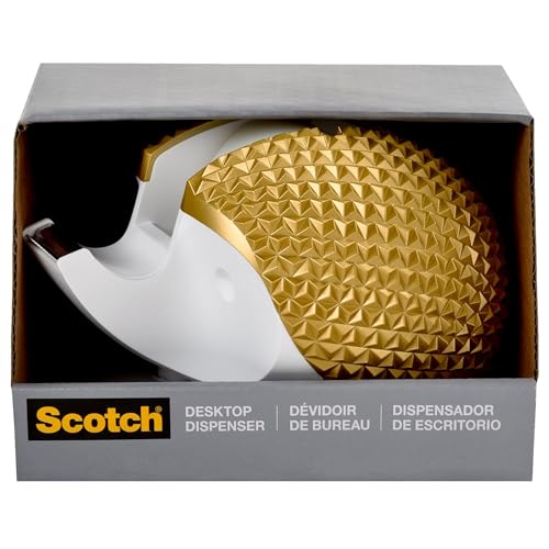 Distributeur de ruban adhésif Scotch Hedgehog, idéal pour l'emballage de cadeaux, comprend 1 rouleau de ruban adhésif de 3/4 po x 350 po (C47-HEDGEHOG-G) 