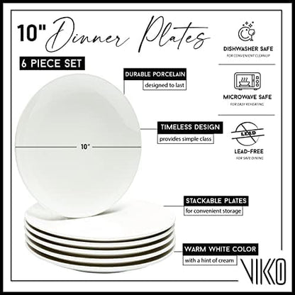 Vikko Ceramic Dinner Plates – Stackable White Plates