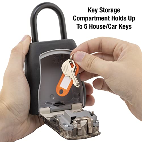 Master Lock Key Lock Box, Outdoor Lock Box for House Keys, Key Safe with Combination Lock, 5 Key Capacity, 5400EC, Black