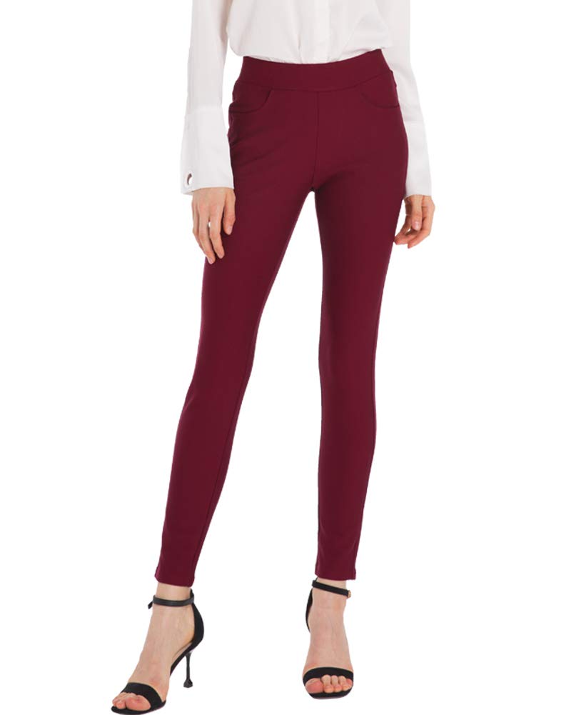 Ginasy Dress Pants for Women Business Casual Stretch Pull On Work Office Dressy Leggings Skinny Trousers with Pockets