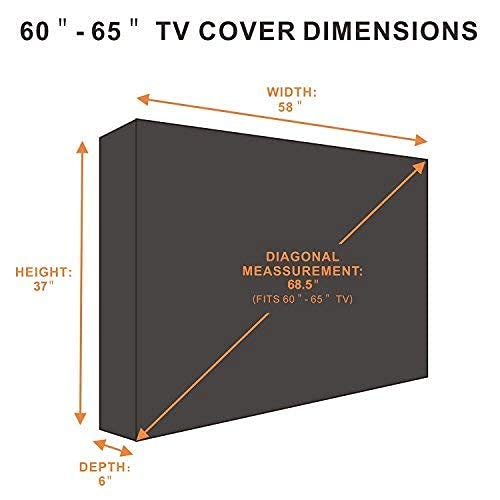 Outdoor TV Cover 65 to 70 inches, Waterproof and Weatherproof, Fits Up to 64''W x 40''H for Outside Flat Screen TV
