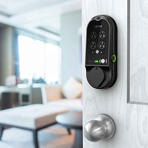 Lockly Vision Smart Lock, HD-Video-Türklingel, Smart-Schlösser für die Haustür, Türschloss mit Fingerabdruck, Touchscreen-Tastatur, App-Steuerung, keine monatliche Gebühr, automatische Sperre – Satin-Nickel 